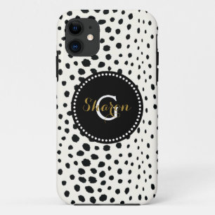 Chique zwart wit cheetah print patroon monogram Case-Mate iPhone case