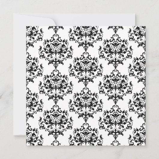 Chique Zwart & Wit Damask Bruidsdouche Uitnodiging (Achterkant)