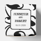Chique zwart-wit damast bruiloft gunst doos bedankdoosjes (Bovenkant)