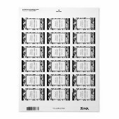 Chique zwart-wit damast bruiloft lippenbalsem labe etiket (Full Sheet)