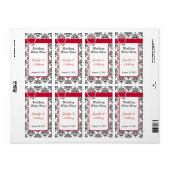 Chique Zwart & Wit Damast Bruiloft Wijn Labels (Full Sheet)
