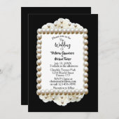Chique Zwart $ Wit Damast Parel Trouw Uitnodiging (Voorkant / Achterkant)