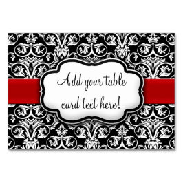 Chique zwart/wit damast rood lint kaart