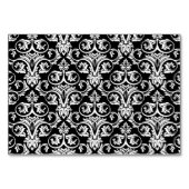 Chique zwart/wit damast rood lint kaart (Achterkant)