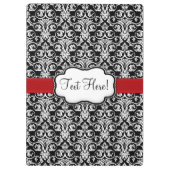 Chique zwart/wit damast rood lint klembord (Achterkant)