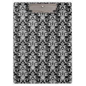 Chique zwart/wit damast rood lint klembord (Voorkant)