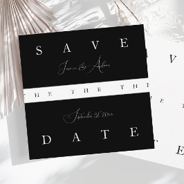 Chique zwart wit eenvoudige typografie bruiloft save the date