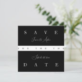 Chique zwart wit eenvoudige typografie bruiloft save the date (Staand voorkant)