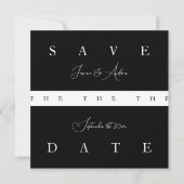 Chique zwart wit eenvoudige typografie bruiloft save the date (Voorkant)