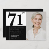 Chique zwart-wit foto 71ste verjaardag kaart (Voorkant / Achterkant)