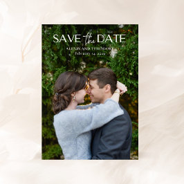 Chique zwart-wit foto moderne trouwdag save the date