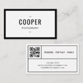 Chique Zwart Wit Fotografie QR Code Visitekaartje (Voorkant / Achterkant)