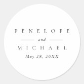 Chique zwart-wit gepersonaliseerde monogram bruilo ronde sticker (Voorkant)