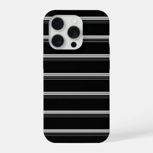 Chique zwart wit gestreept iPhone 15 pro case