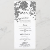 Chique zwart wit glitter bloemenkant Wedding Menu (Voorkant)