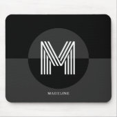 Chique zwart wit grijs geometrisch modern monogram muismat (Voorkant)