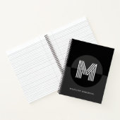 Chique Zwart Wit Grijs Geometrisch Modern Monogram Notitieboek (Binnen)