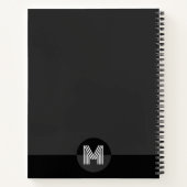 Chique Zwart Wit Grijs Geometrisch Modern Monogram Notitieboek (Achterkant)