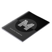 Chique Zwart Wit Grijs Geometrisch Modern Monogram Notitieboek (Linkerzijde)