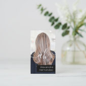 Chique Zwart Wit Haar Make-up Foto Initiaal QR Cod Visitekaartje (Staand voorkant)
