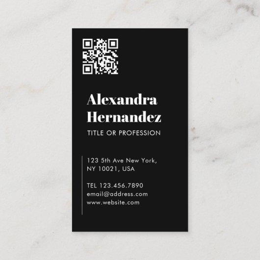 Chique Zwart Wit Haar Make-up Foto Initiaal QR Cod Visitekaartje (Achterkant)