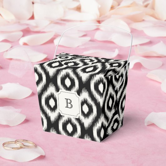 Chique Zwart & Wit Ikat Diamant Monogram Feestje Bedankdoosjes (Huwelijk)