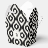 Chique Zwart & Wit Ikat Diamant Monogram Feestje Bedankdoosjes (Geopend)