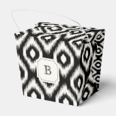 Chique Zwart & Wit Ikat Diamant Monogram Feestje Bedankdoosjes (Achterkant)