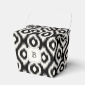 Chique Zwart & Wit Ikat Diamant Monogram Feestje Bedankdoosjes (Voorkant Zijde)