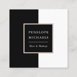 Chique zwart-wit kleurenblok vierkante visitekaartje