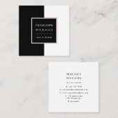 Chique zwart-wit kleurenblok vierkante visitekaartje (Voorkant / Achterkant)