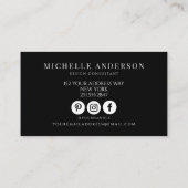 Chique Zwart Wit Luxe Monogram Modern Visitekaartje (Achterkant)