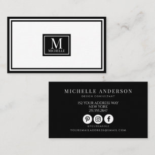 Chique Zwart Wit Luxe Monogram Modern Visitekaartje