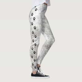 Chique zwart-wit marmeren zijstreep pootafdruk leggings