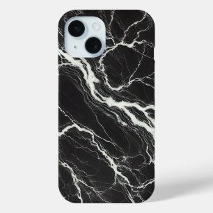Chique zwart-wit marmerlook glamour iPhone 15 case