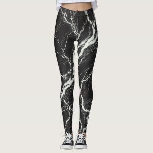 Chique zwart-wit marmerlook glamour leggings