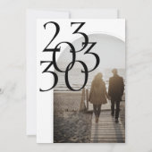 Chique zwart wit minimale foto bruiloft save the date (Achterkant)