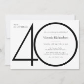 Chique zwart wit minimalistische verrassing 40e ve kaart (Voorkant)