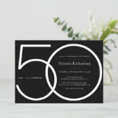 Chique zwart wit minimalistische verrassing 50e ve kaart (Staand voorkant)