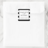 Chique Zwart | Wit Modern Bruiloft Favor Label (Tas)