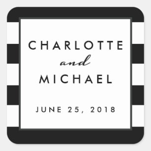 Chique Zwart   Wit Modern Bruiloft Favor Label