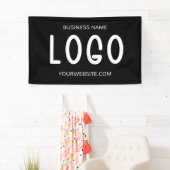 Chique Zwart & Wit Modern Groot Rechthoekig Logo Spandoek (Insitu)