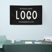 Chique Zwart & Wit Modern Groot Rechthoekig Logo Spandoek (Beurs)