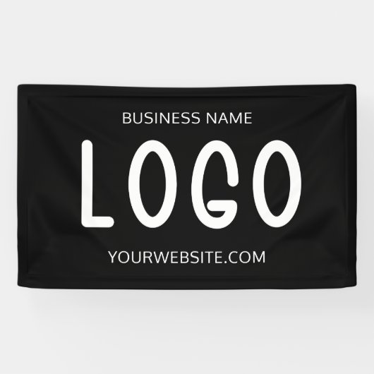Chique Zwart & Wit Modern Groot Rechthoekig Logo Spandoek (Horizontaal)