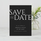 Chique Zwart-wit Modern Minimalist Save The Date (Staand voorkant)