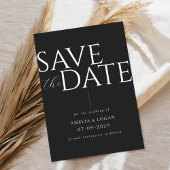 Chique Zwart-wit Modern Minimalist Save The Date