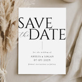 Chique Zwart-wit Modern Minimalist Save The Date