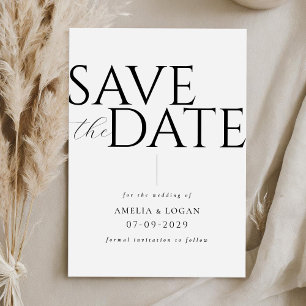 Chique Zwart-wit Modern Minimalist Save The Date
