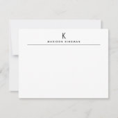 Chique Zwart-wit Modern Monogram Initiaal Naam Notitiekaartje (Voorkant)