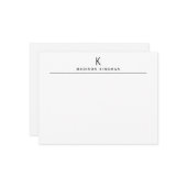 Chique Zwart-wit Modern Monogram Initiaal Naam Notitiekaartje (Voorkant / Achterkant in situ)